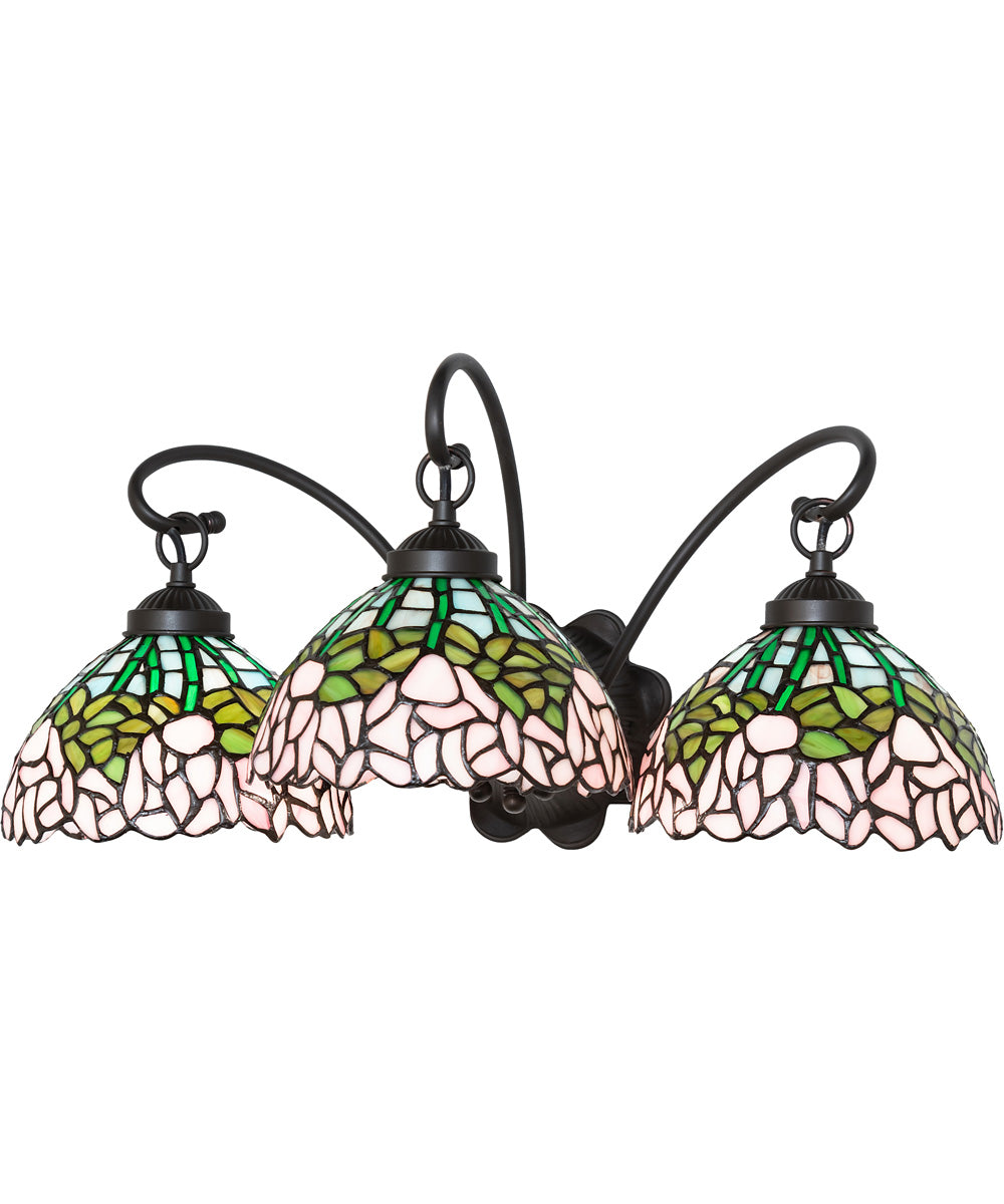 22" Wide Tiffany Cabbage Rose 3 Light Wall Sconce