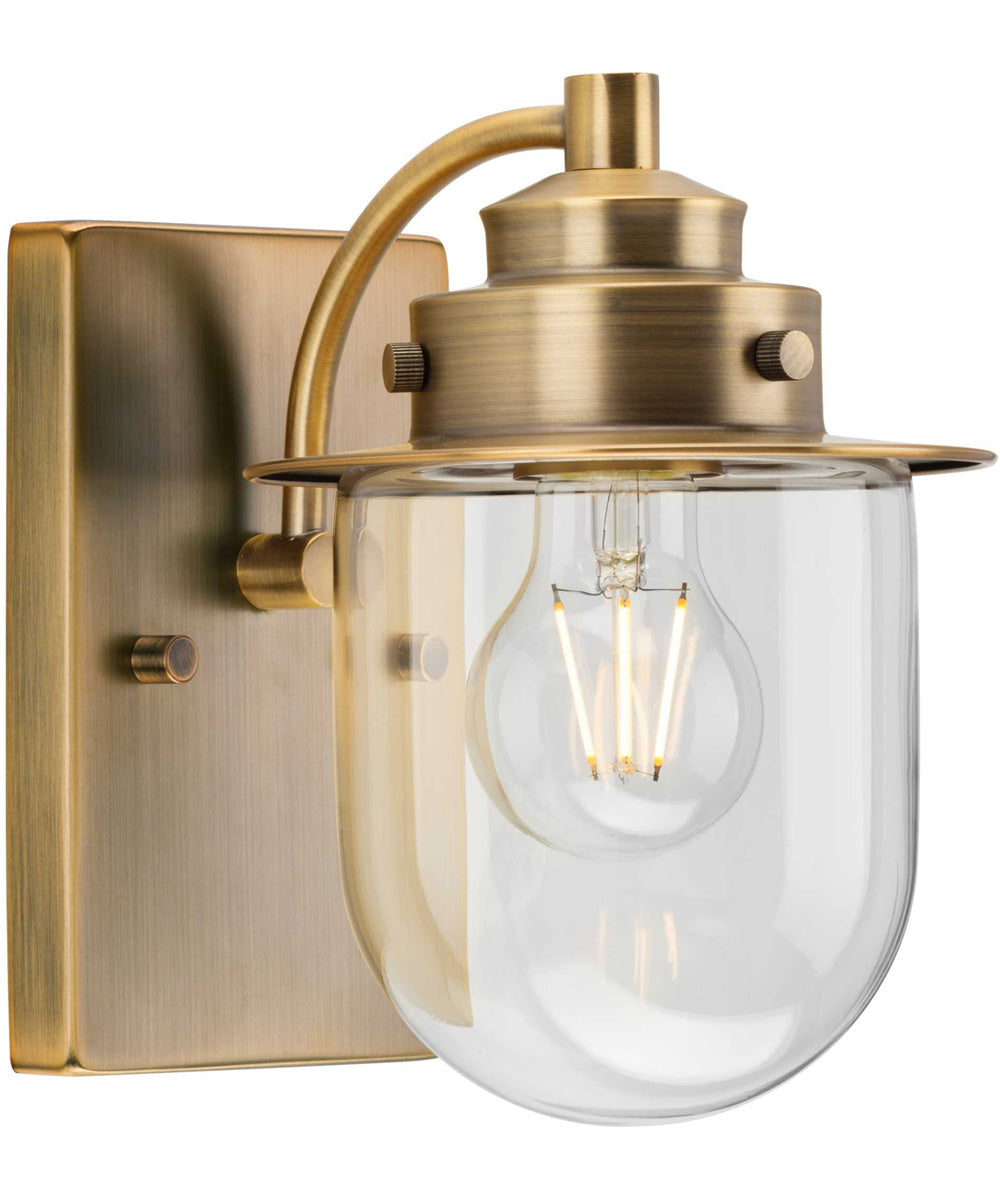 Northlake 1-Light Clear Glass Transitional Bath Light Vintage Brass