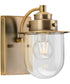 Northlake 1-Light Clear Glass Transitional Bath Light Vintage Brass