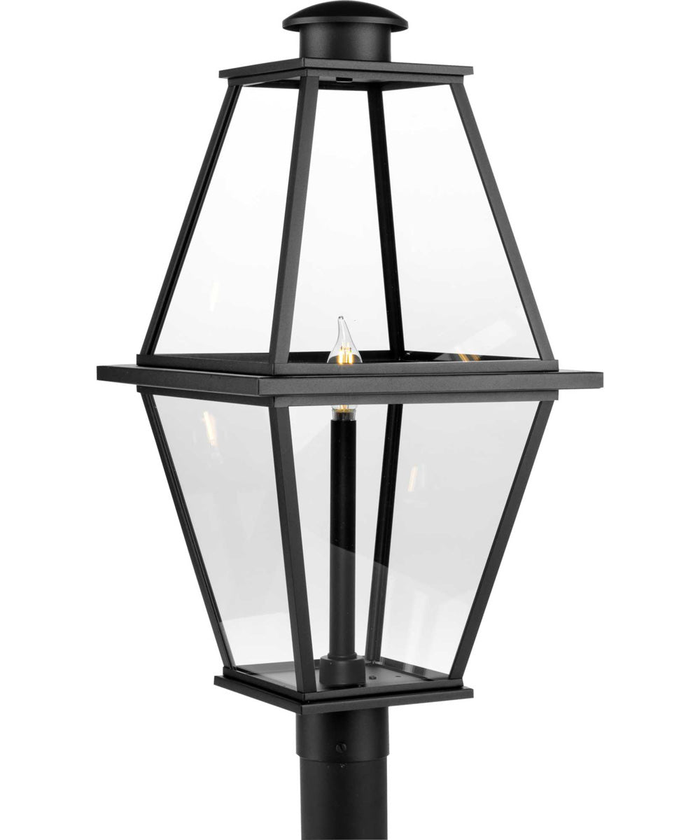 Bradshaw 1-Light Clear Glass Transitional Outdoor Post Lantern Textured Black
