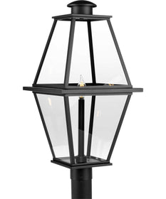 Bradshaw 1-Light Clear Glass Transitional Outdoor Post Lantern Textured Black