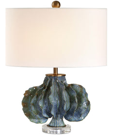 Ruffle Up Blue Green Table Lamp