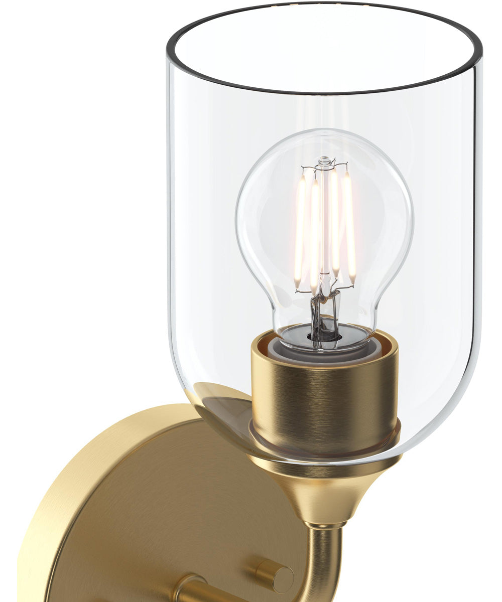 Ilia 1-Light Wall Sconce with Clear Glass Shade Brushed Gold