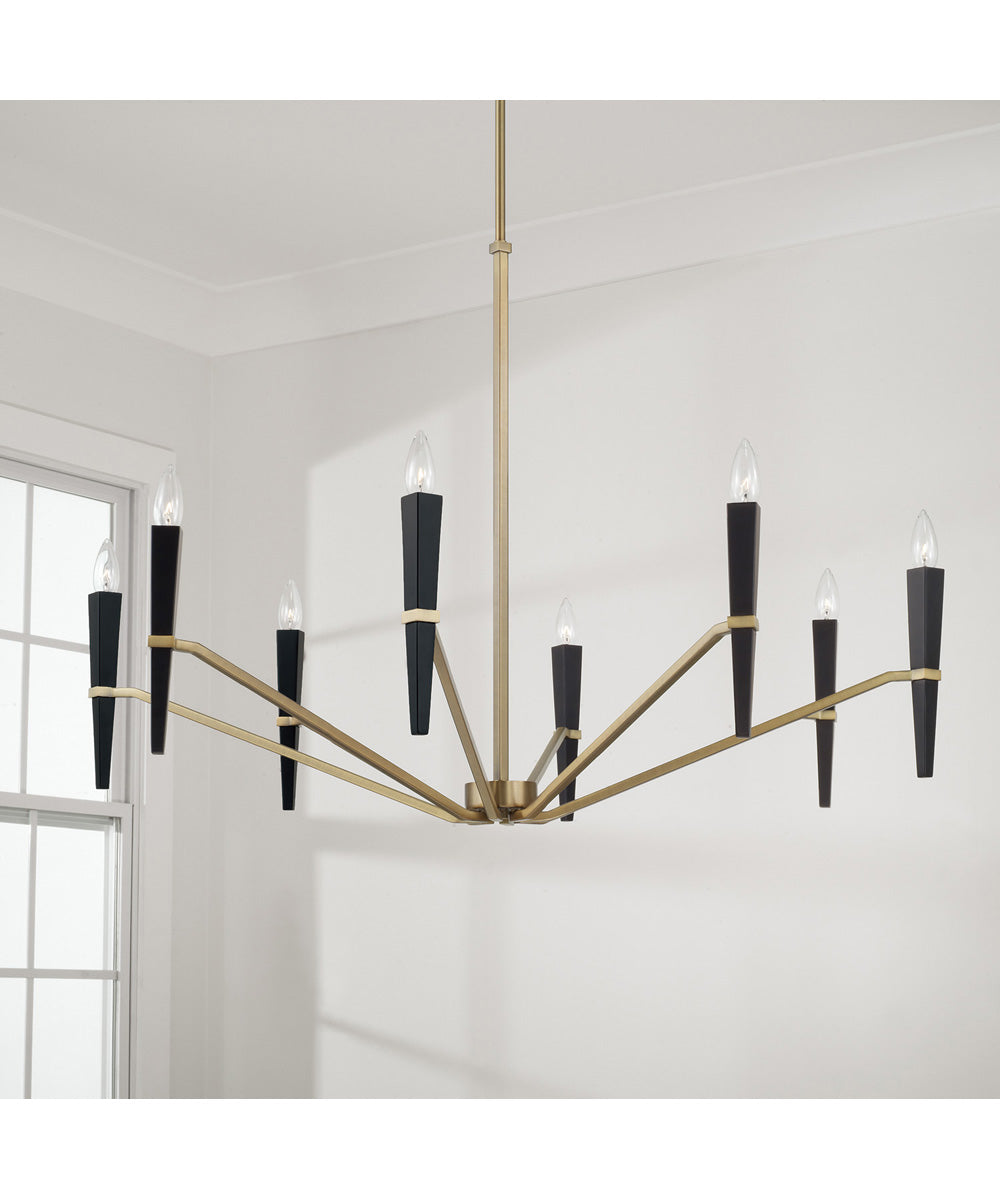 Enzo 8-Light Chandelier Aged Brass and Black