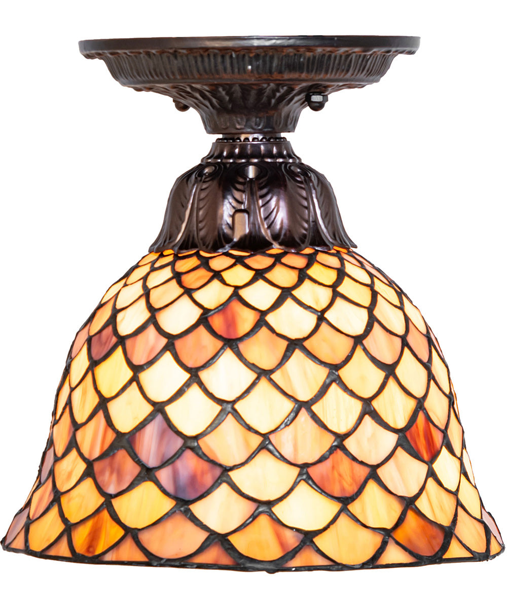 8" Wide Tiffany Fishscale Flushmount