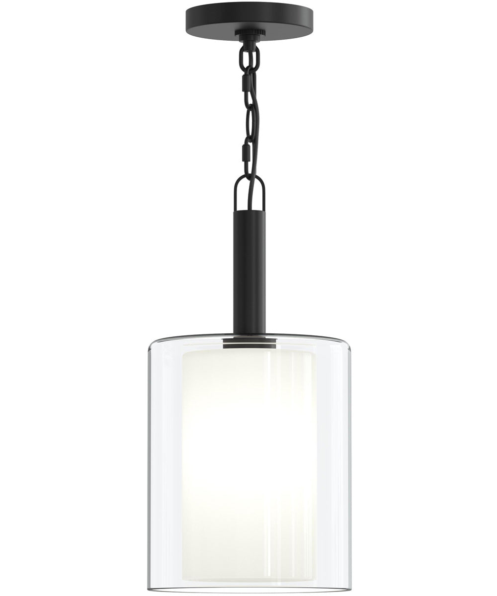 Mack 1-Light Pendant with Layered Glass Shade Matte Black