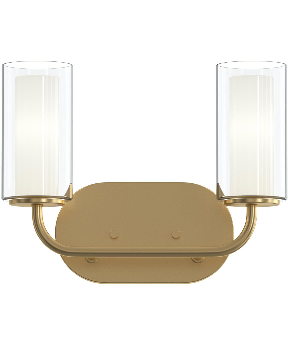 Mack 2-Light Vanity Light with Layered Glass Shades Brushed Gold
