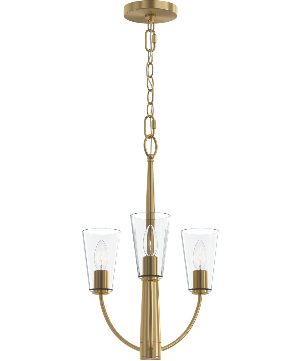 Jheni 3-Light Chandelier with Clear Glass Shades Brushed Gold
