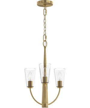 Jheni 3-Light Chandelier with Clear Glass Shades Brushed Gold