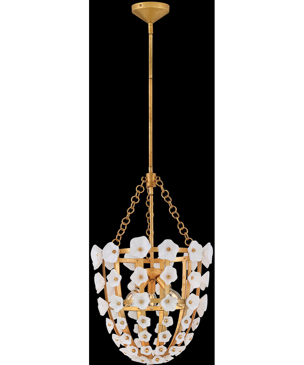 Azalea 3-Light Large Pendant in Distressed Brass