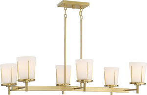 36"W Serene 6-Light Pendant Natural Brass