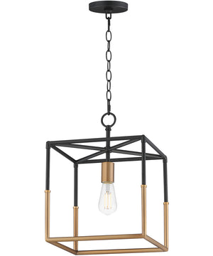 Soho 1-Light Pendant Black/Weathered Brass