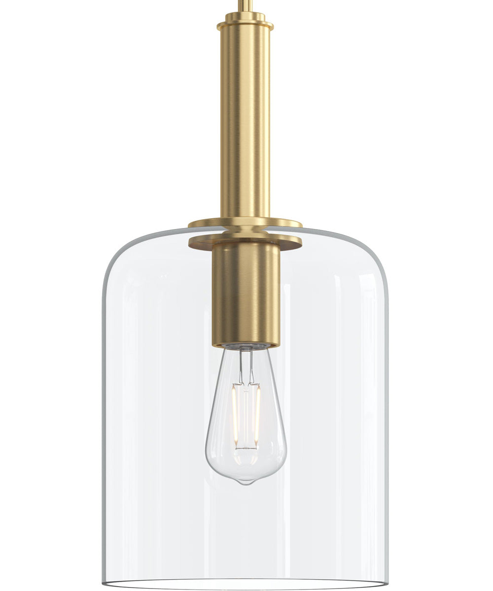 Reines 1-Light Pendant with Clear Glass Shade Brushed Gold