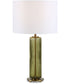 Table Lamp with Transparent Olive Green Glsas and Brass Plated Accents