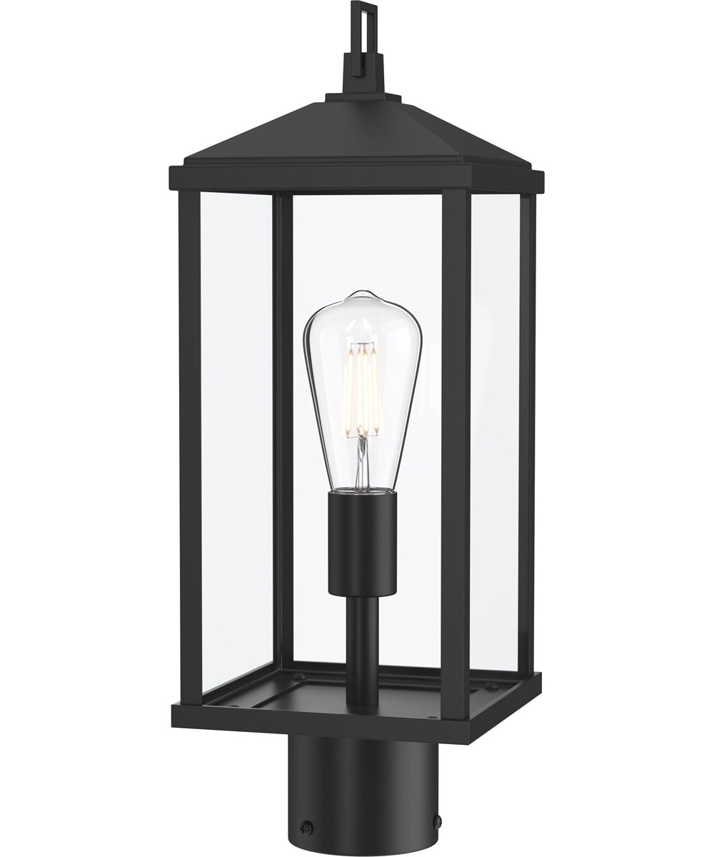 Cantley Outdoor Post Mount Lantern Light with Clear Glass Panels Matte Black