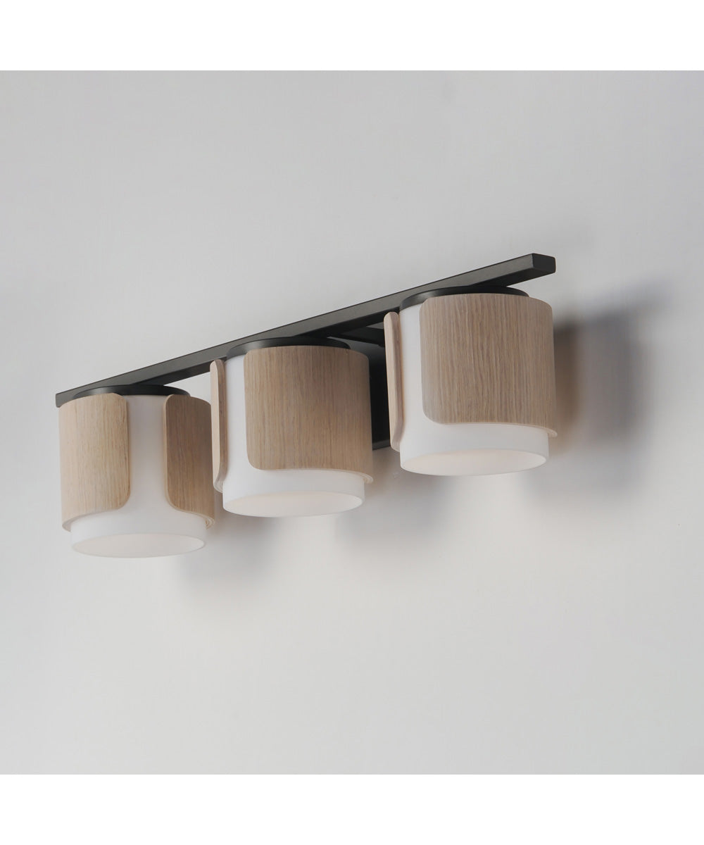 Draughtsman 3-Light Bath Vanity Natural Wood/Charcoal