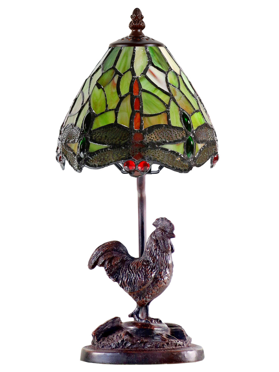 Callico Rooster 15 Inch Tall Handmade Tiffany Accent Table Lamp