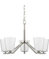 Vertex 5-Light Etched White Contemporary Chandelier Brushed Nickel