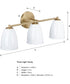 Biba 3 Light Vanity Brushed Gold