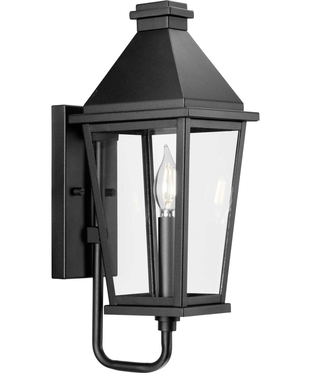 Richmond Hill 1-Light Clear Glass Modern Farmhouse Outdoor Small Wall Lantern Textured Black