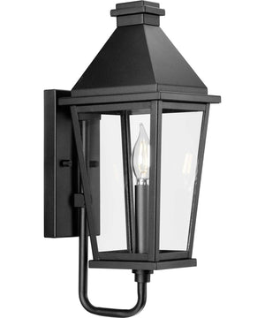 Richmond Hill 1-Light Clear Glass Modern Farmhouse Outdoor Small Wall Lantern Textured Black