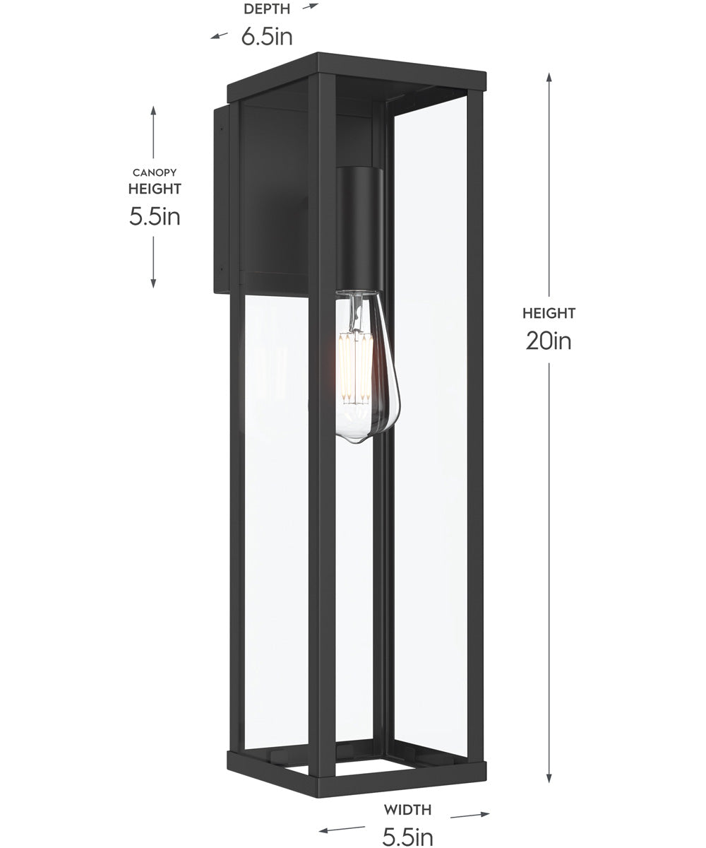 Ryle 1-Light Extra Large Wall Lantern with Clear Glass Panels Matte Black
