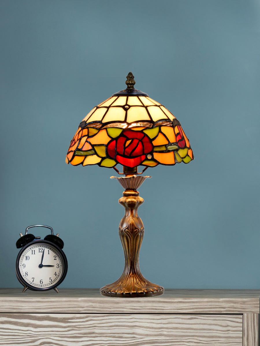 Innsdale Rose 15.25 Inch  Tall Handmade Tiffany Accent Lamp