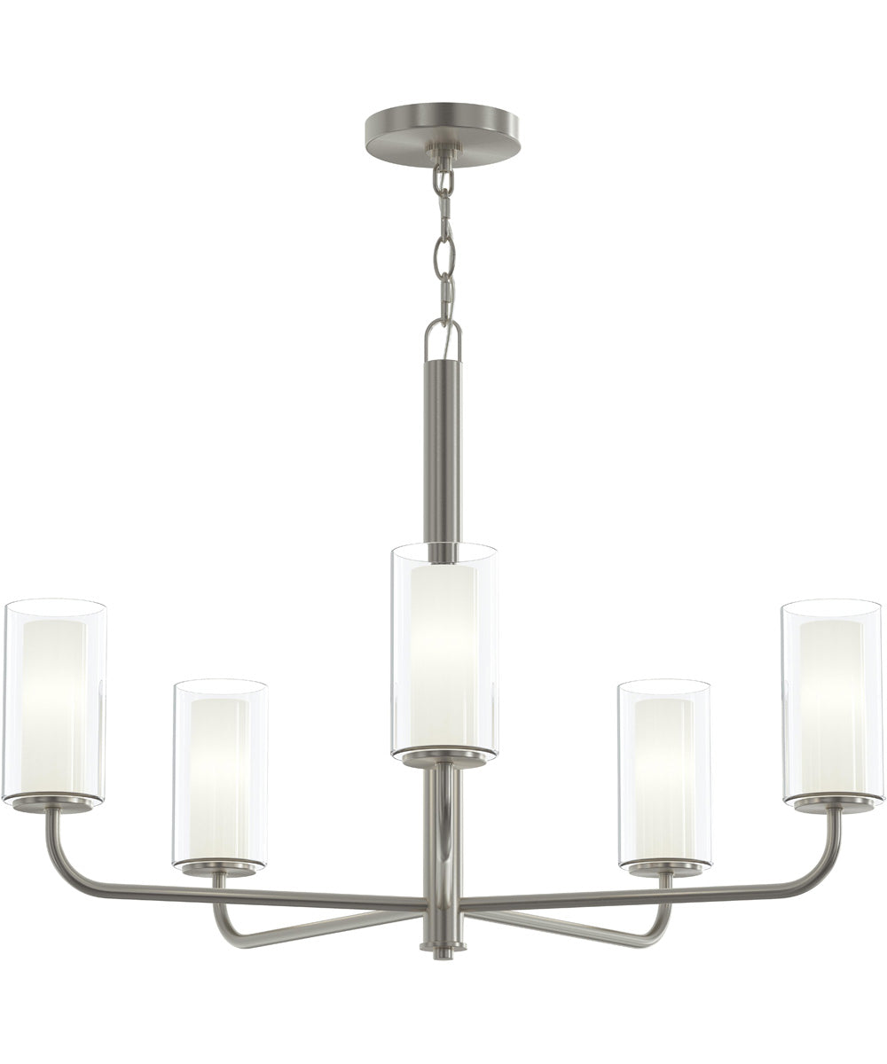 Mack 5-Light Chandelier with Layered Glass Shades Brushed Nickel