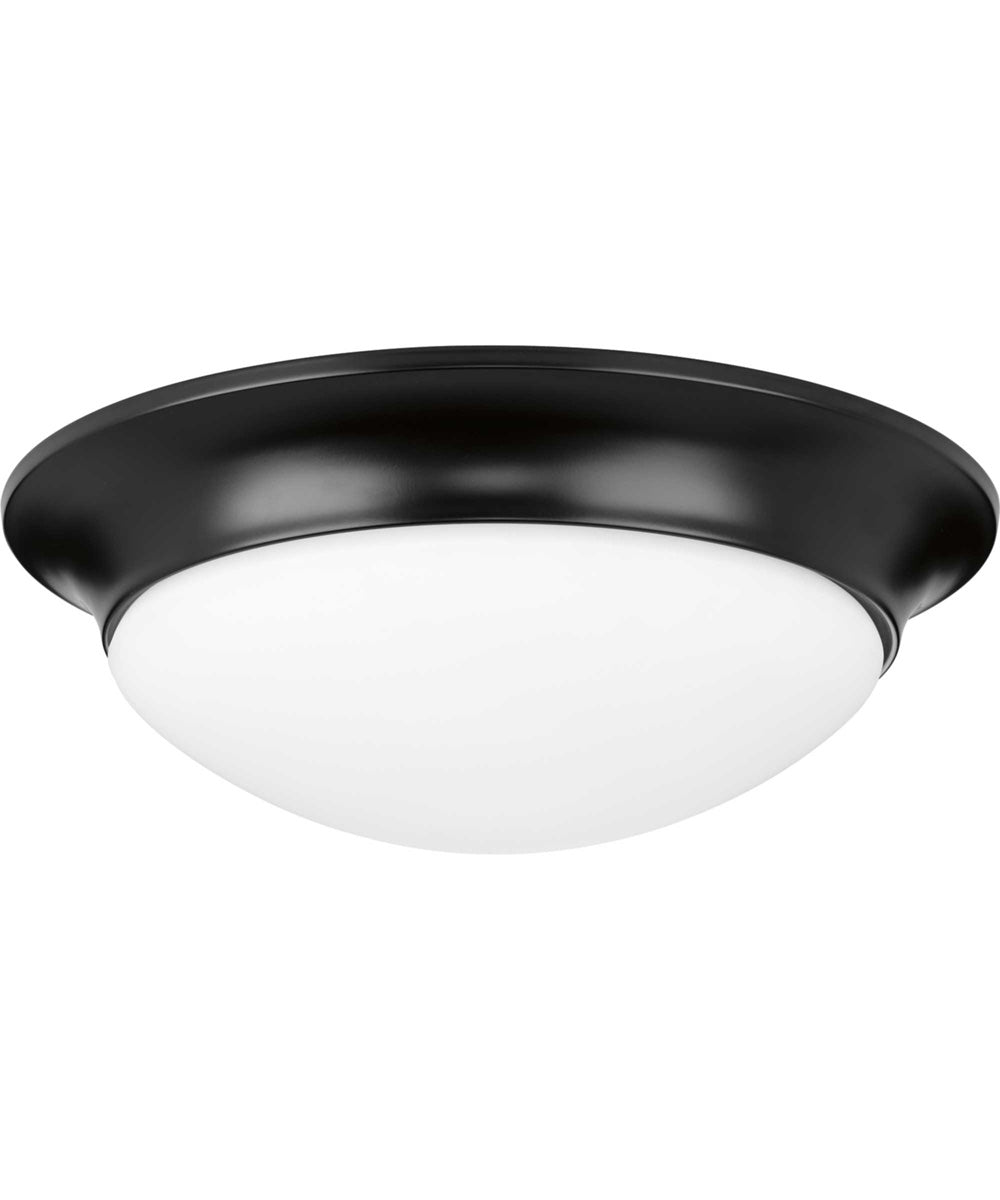 2-Light 14" Etched Glass Flush Mount Matte Black