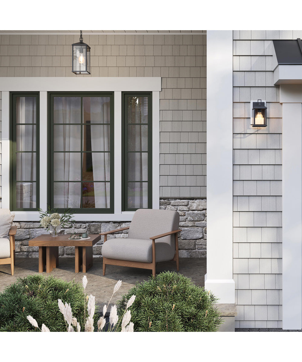 Cantley Small Outdoor Wall Lantern with Clear Glass Panels Matte Black
