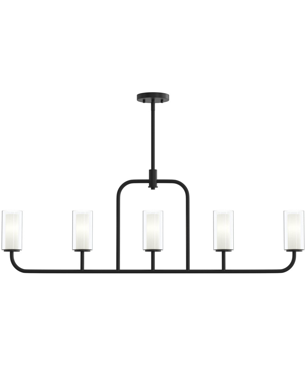 Mack 5-Light Linear Chandelier with Layered Glass Shades Matte Black