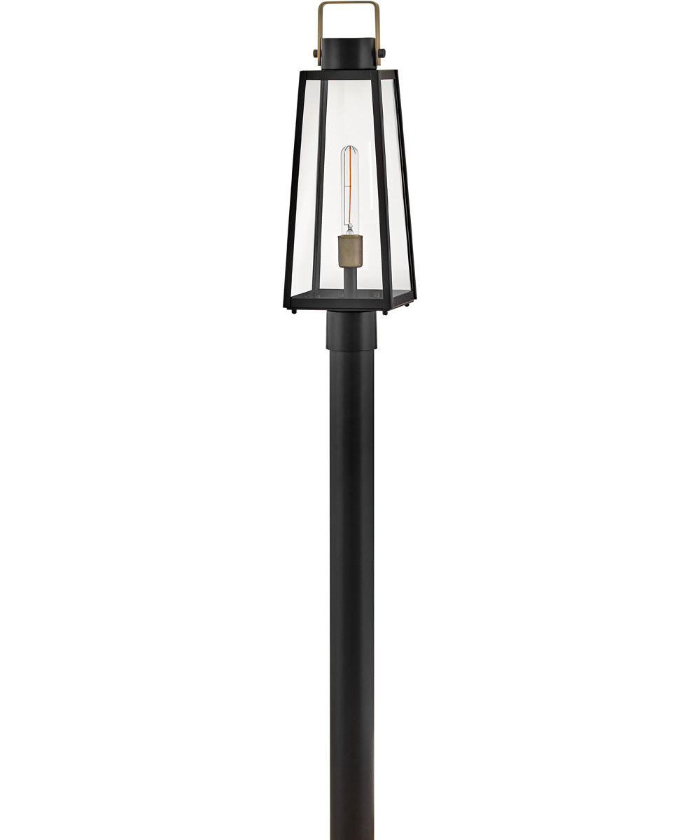 Hugh 1-Light Large Post Mount Lantern in Black