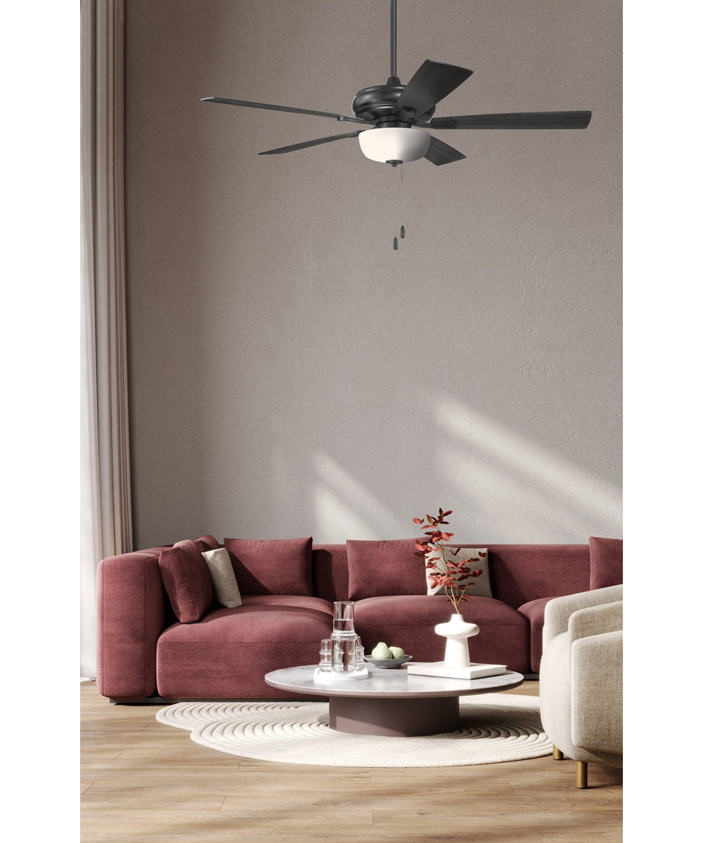 EOS 2 Light Frosted White Bowl 52" Ceiling Fan 2-Light Fan Flat Black