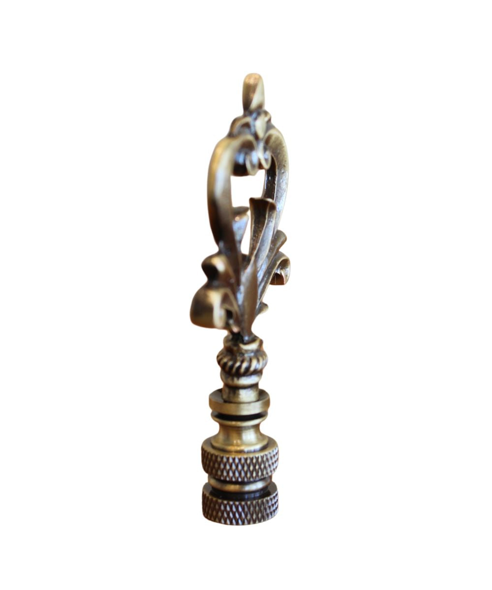 Neo-Classical Church Key Lamp Finial Antique Brass, 3.1"h
