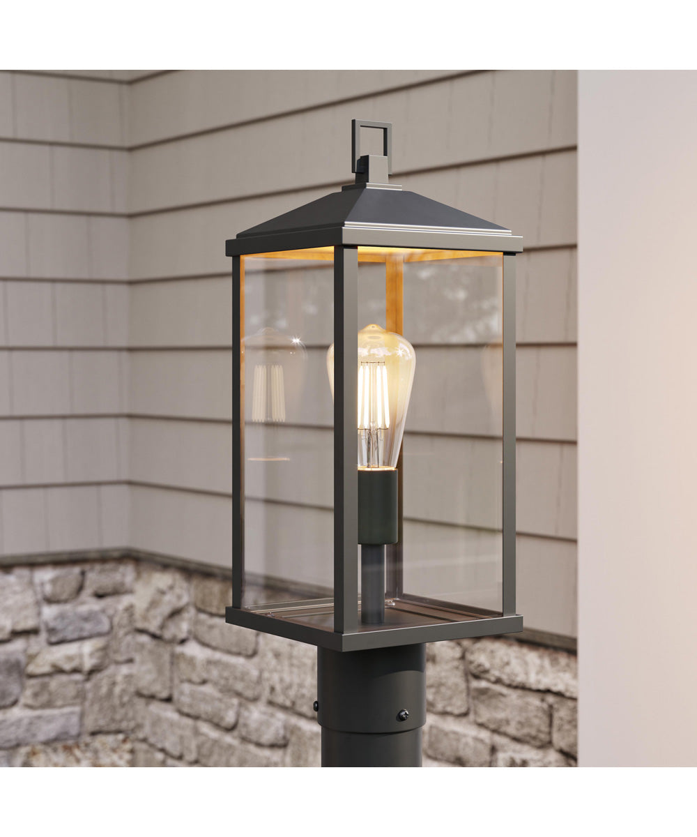 Cantley Outdoor Post Mount Lantern Light with Clear Glass Panels Matte Black