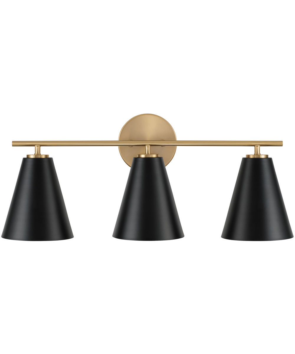 Charlie 3-Light Vanity Matte Brass and Black