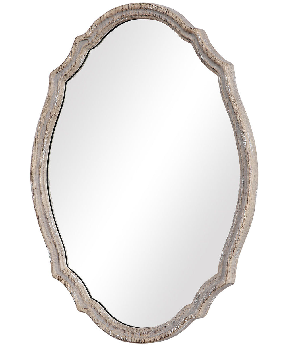 24x34" Wall Mirror Natural Wood-Effect with Light Ivory