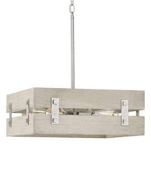 Hemsworth 4-Light 18"w Coastal Farmhouse Pendant Light Fixture Galvanized Bleached Oak Finish by Progress