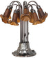 24" High Dark Amber Tiffany Pond Lily 12 Light Table Lamp