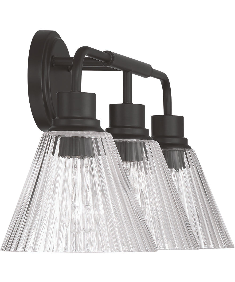 Pleated 3-Light Lighting Flat Black