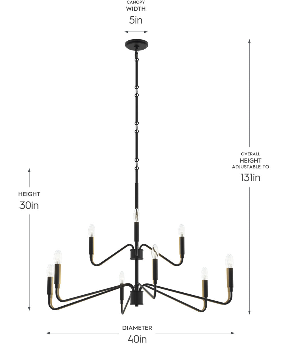 Pilar Two-Tier 9-Light Chandelier Matte Black