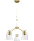 Vertex 3-Light Clear Glass Convertible Chandelier Brushed Gold
