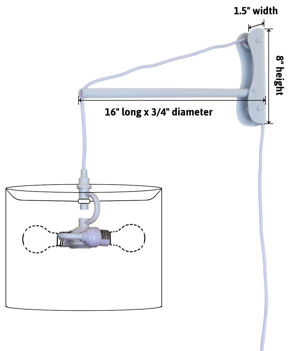 MAST Plug-In Wall Mount Pendant, 2 Light White Cord/Arm with Diffuser, Rounded Corner Square Oatmeal Drum Shade 12"W