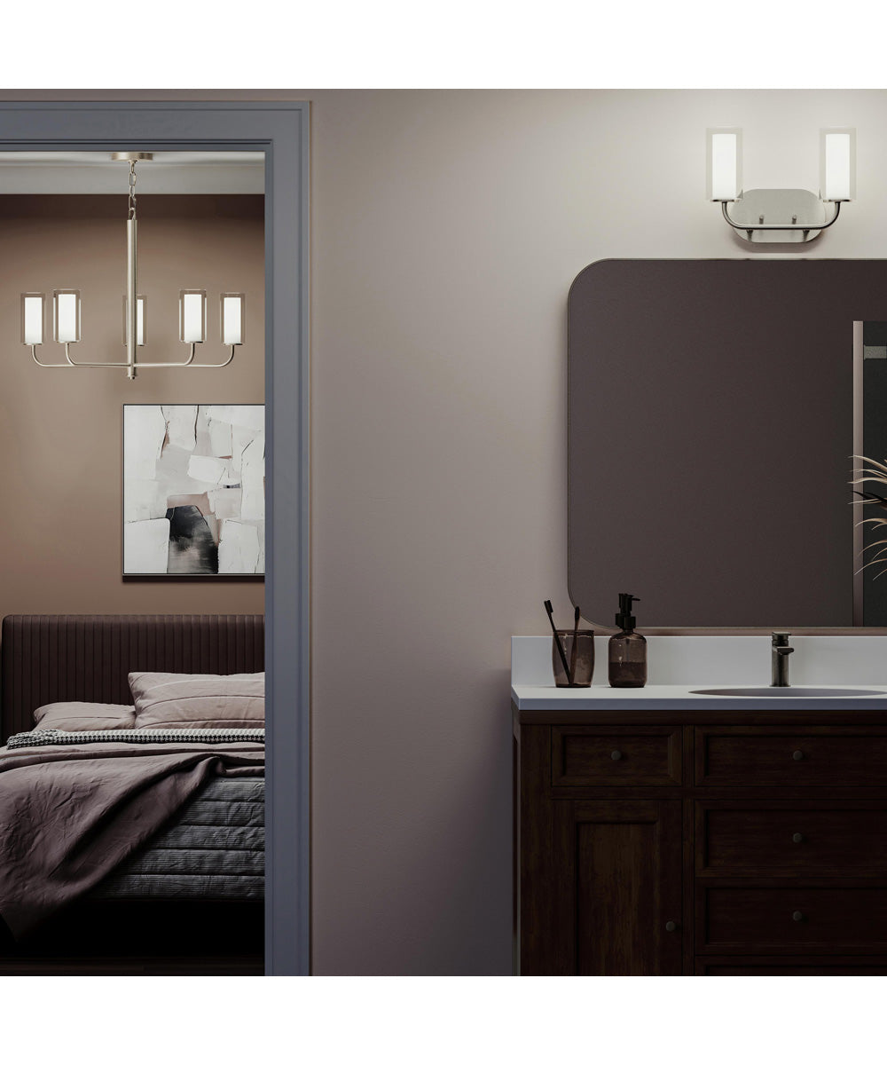 Mack 2-Light Vanity Light with Layered Glass Shades Brushed Nickel