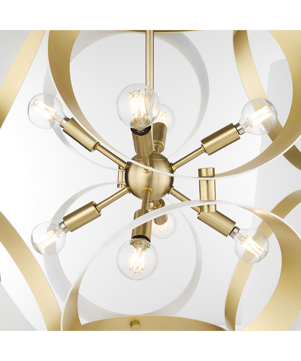 Domain 8-light Pendant Studio White|Aged Brass