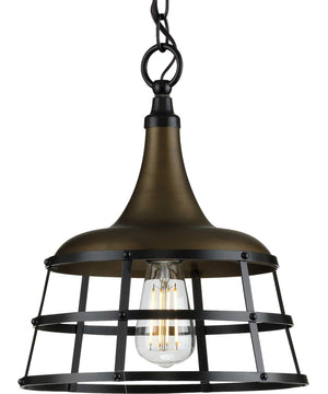 Bastille 1-Light Coastal Pendant Light Aged Brass