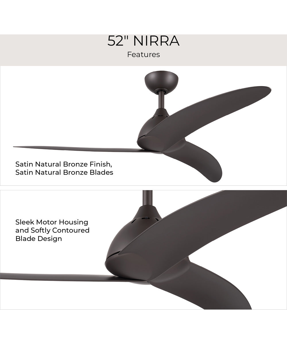 Nirra 52-in. 3-Blade Modern Ceiling Fan Satin Natural Bronze