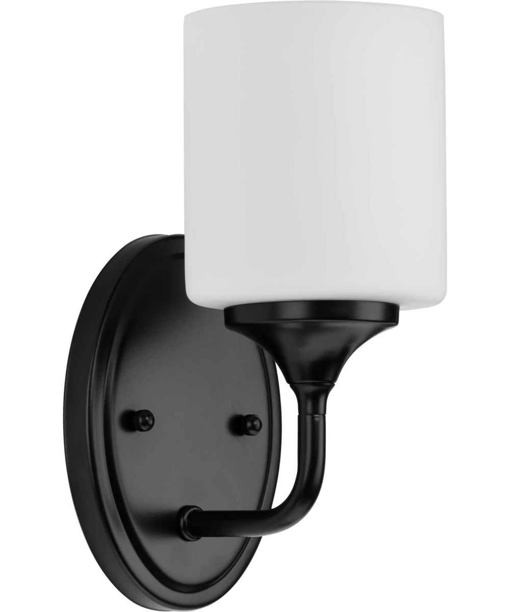 Lynzie 1-Light Etched Opal Glass Modern Bath Vanity Light Matte Black