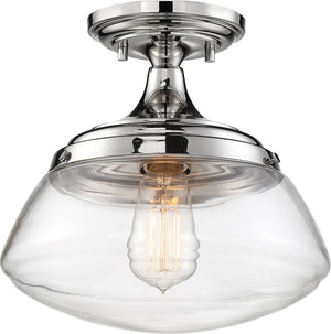 10"W Kew 1-Light Close-to-Ceiling Polished Nickel / Clear