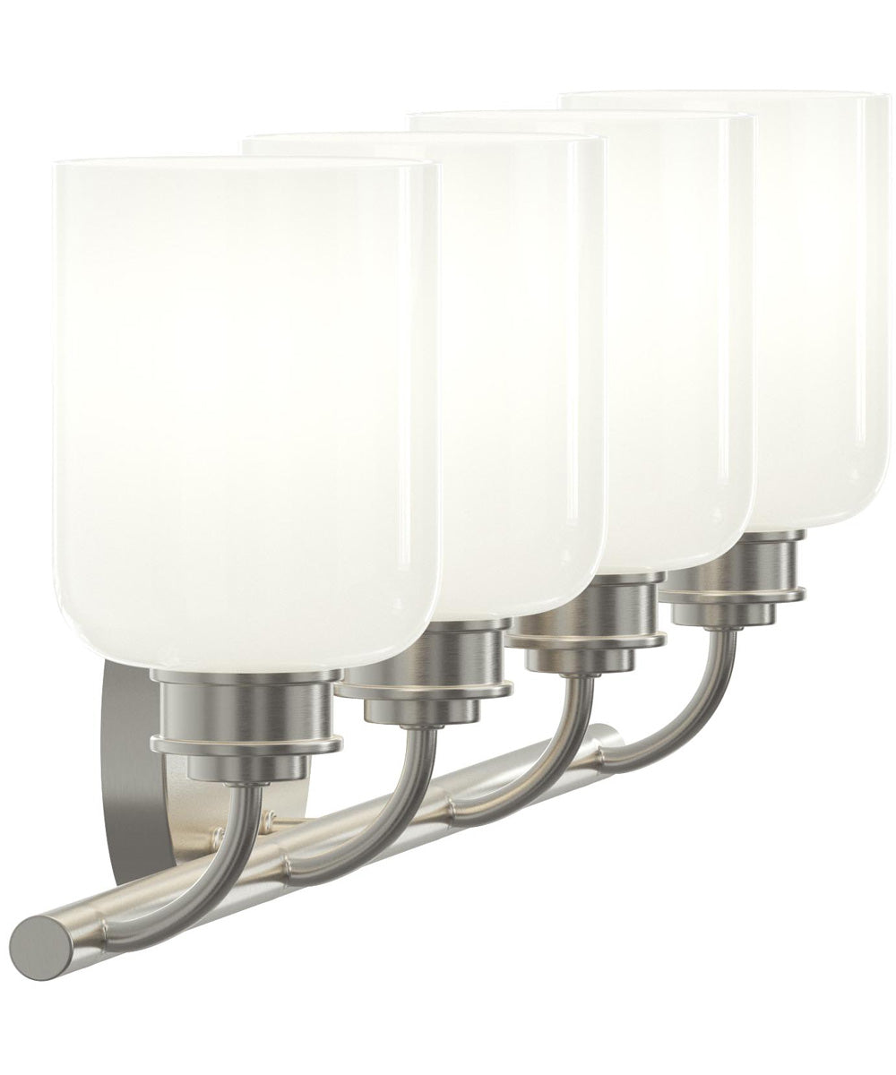 Reines 4-Light Bath Vanity with Opal Glass Shades Brushed Nickel
